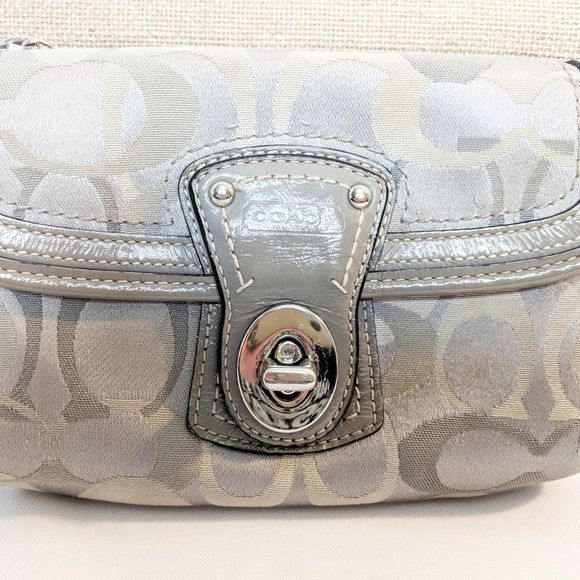 Coach Grey & Khaki Signature Wristlet - Picture 7 of 7